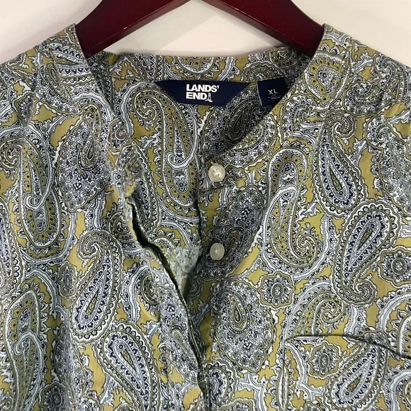 Lands'‎ End Paisley Blouse - Gray and Yellow - Picture 3 of 12